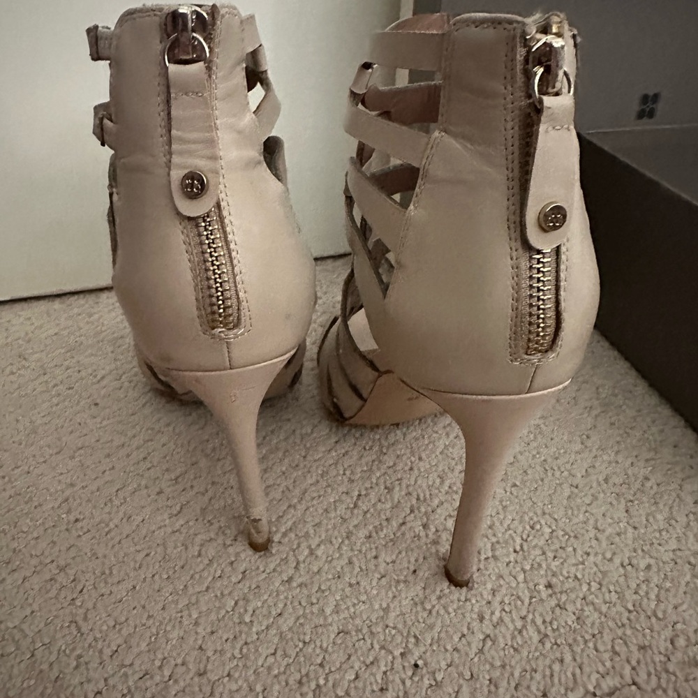 BCBGMaxAzria Vicenza Elegant Leather Strappy Heels - Picture 11 of 14